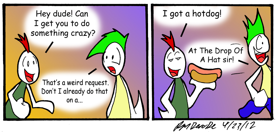 Well.. now I can't use a hotdog joke for another 57 comics.